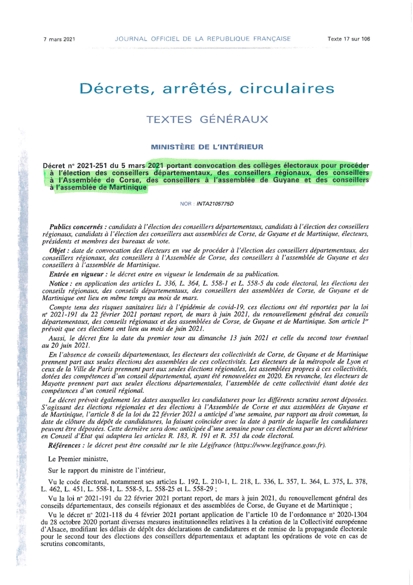 decret convoc electeurs 1