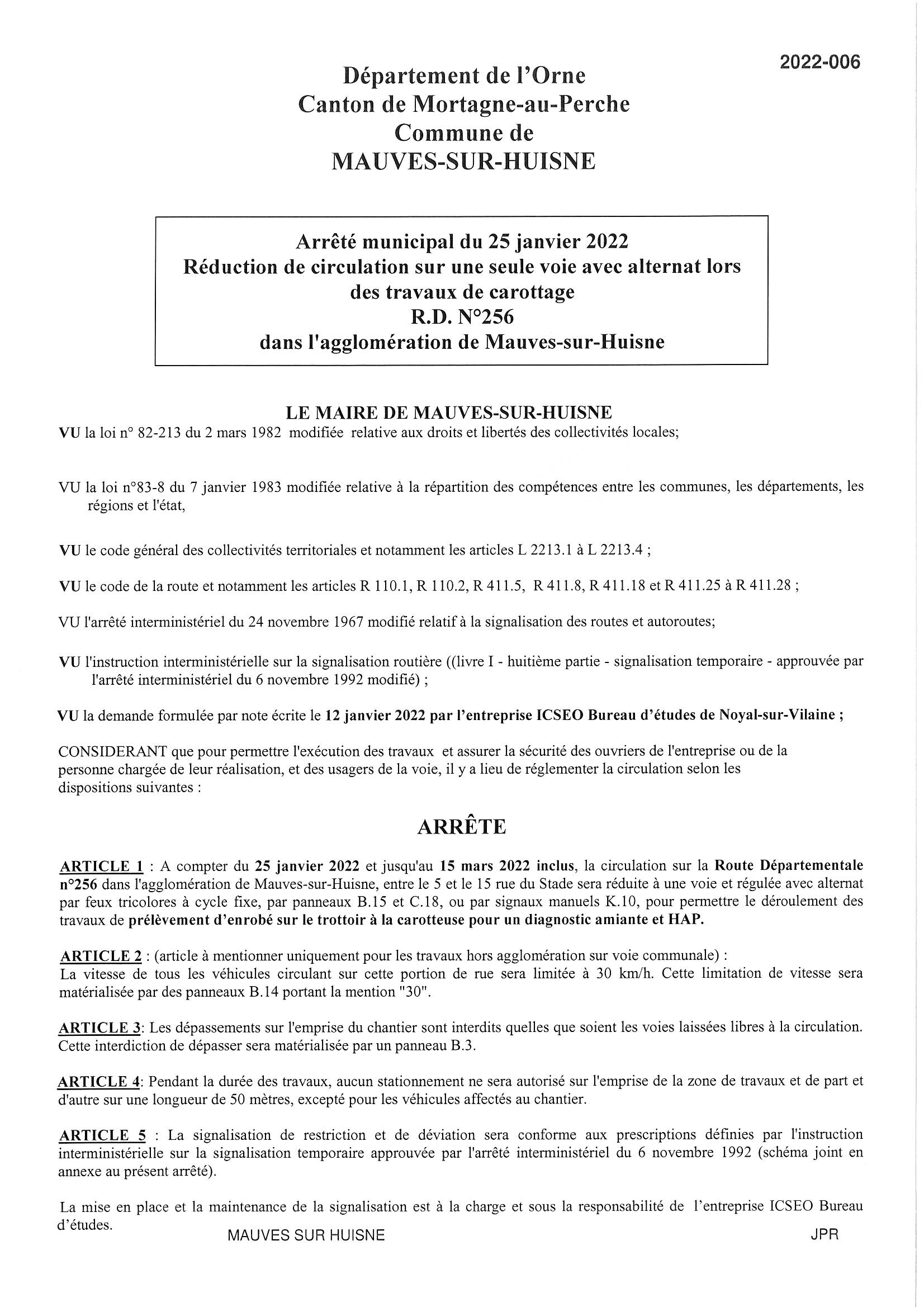 2022 006 TRAVAUX CAROTTAGE RUE STADE 1