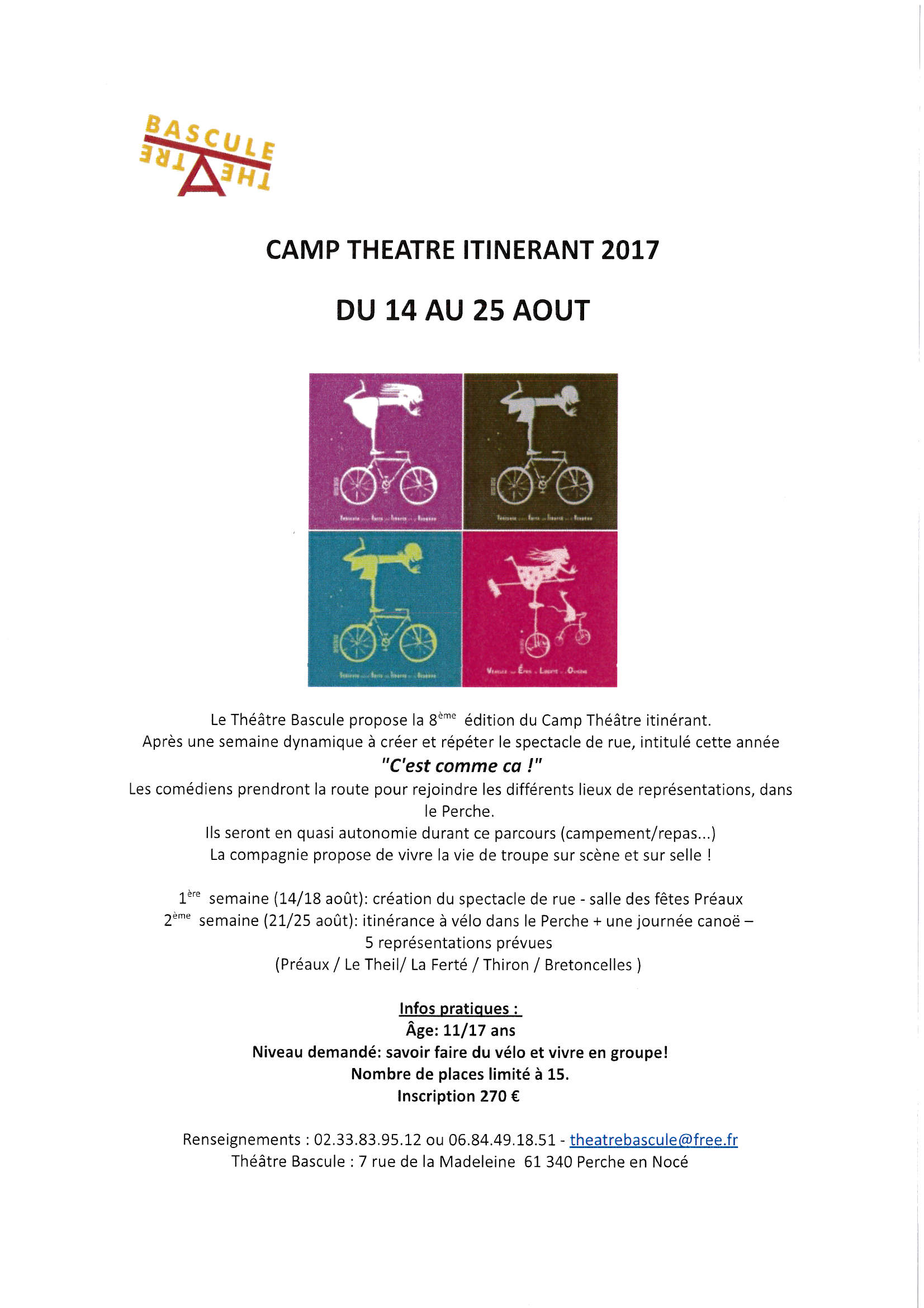 THEATRE BASCULE 2017 CAMP ITINERANT