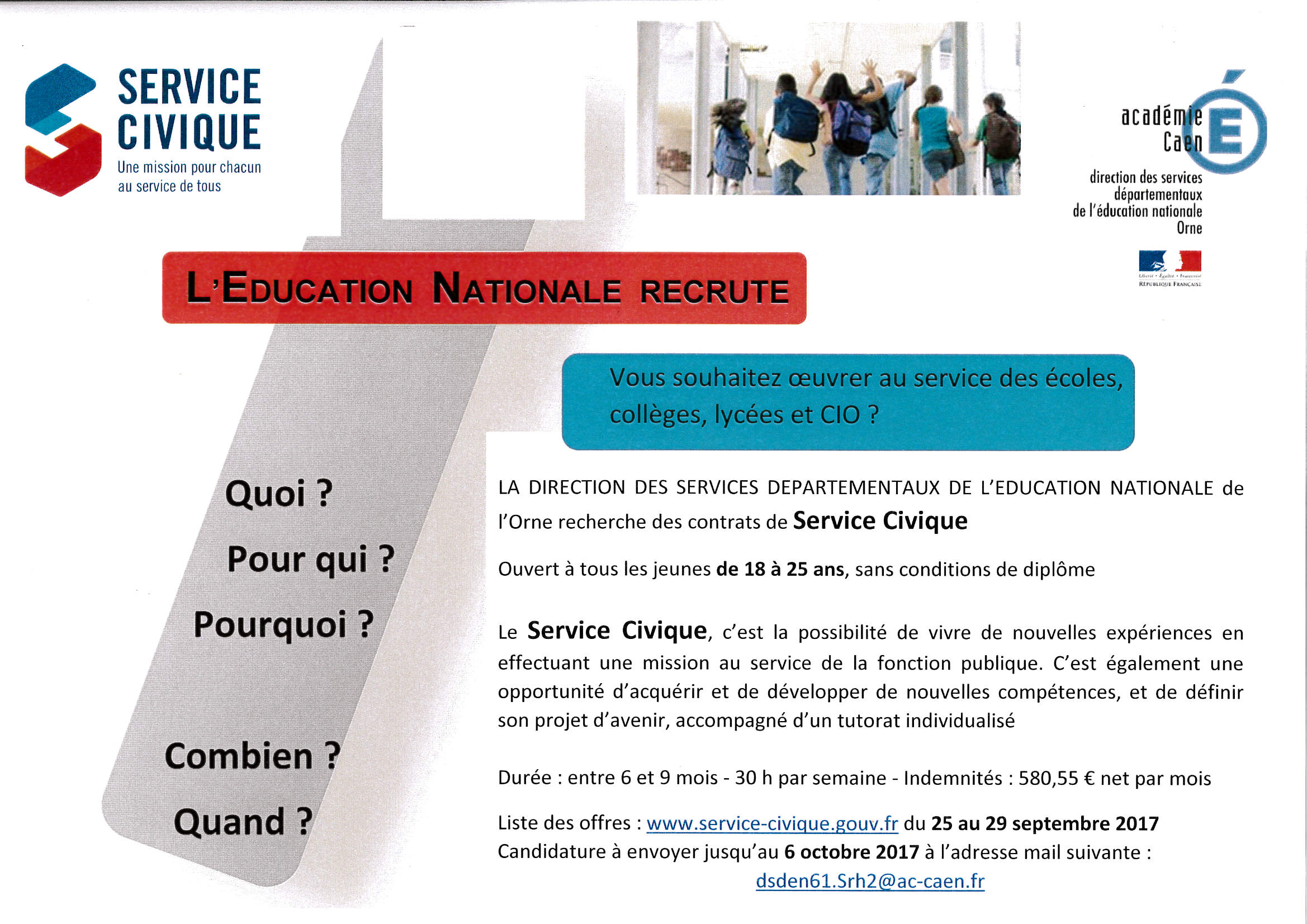 service civile education nationale