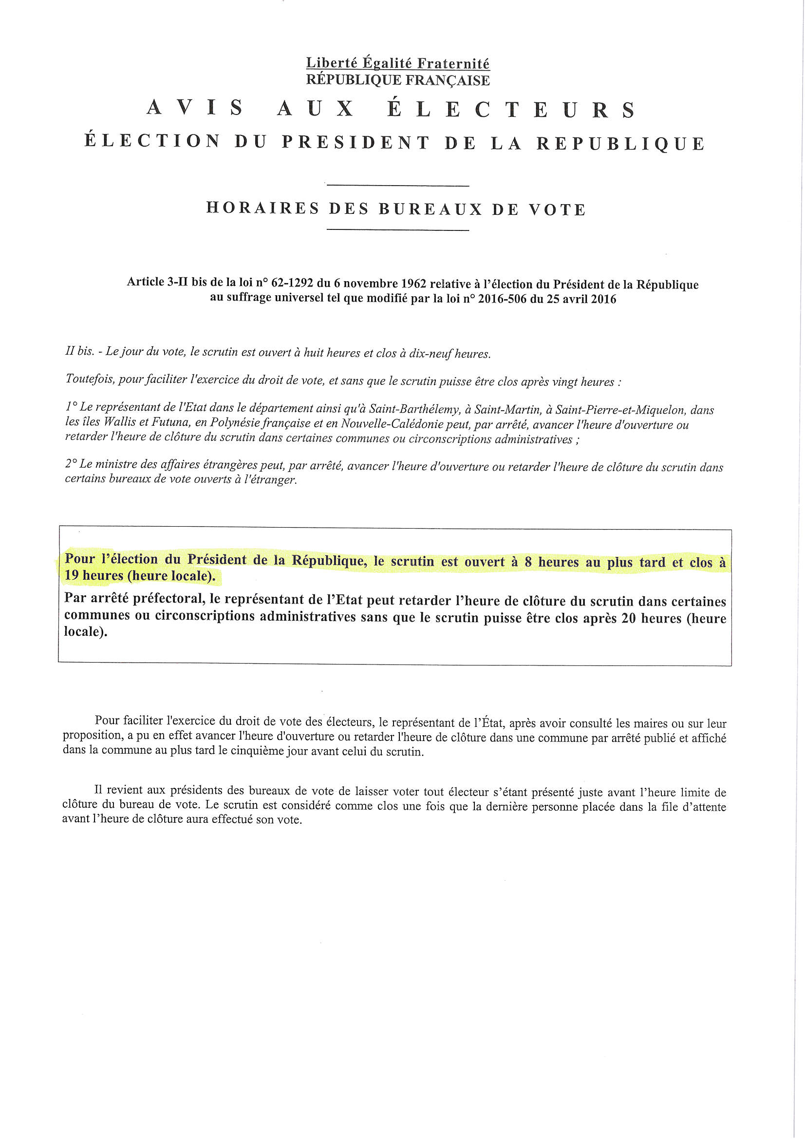 VOTE PRESIDENTIELLE