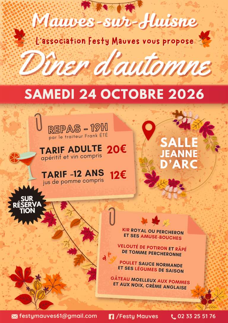 Dîner d&rsquo;Automne – Salle Jeanne d&rsquo;Arc