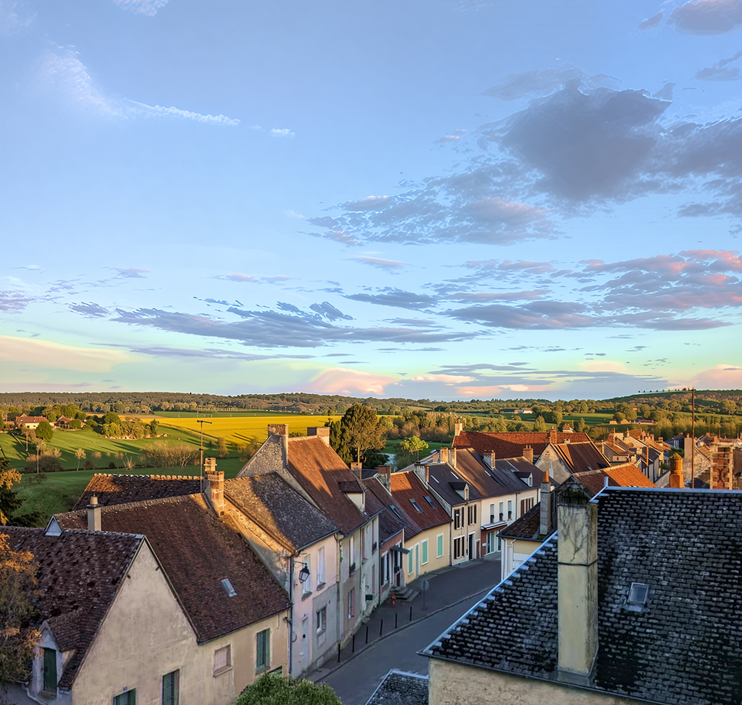 Vue du bourg de Mauves et de hameaux